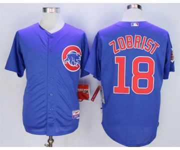 Men's Chicago Cubs #18 Ben Zobrist Blue Cool Base Jersey