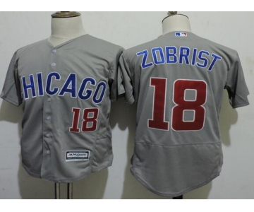Men's Chicago Cubs #18 Ben Zobrist Gray Road 2016 Flexbase Majestic Baseball Jersey