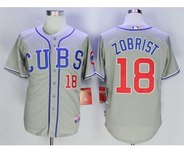 Men's Chicago Cubs #18 Ben Zobrist Grey Cool Base Jersey