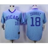 Men's Chicago Cubs #18 Ben Zobrist Light Blue 1988 Turn Back Baseball Jersey