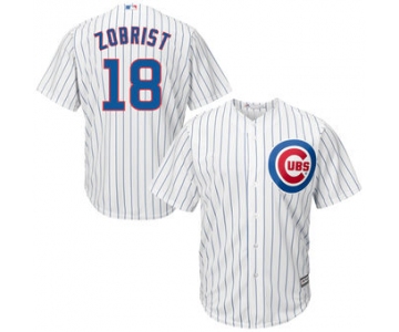 Men's Chicago Cubs 18 Ben Zobrist Majestic White Home Cool Base Player Jersey
