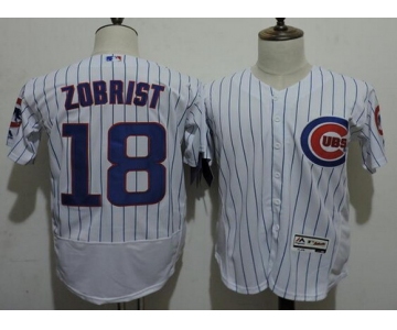 Men's Chicago Cubs #18 Ben Zobrist White Home 2016 Flexbase Majestic Baseball Jersey