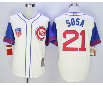 Men's Chicago Cubs #21 Sammy Sosa Cream 1942 Turn Back The Clock Jersey