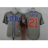 Men's Chicago Cubs #21 Sammy Sosa Grey Cool Base Jersey