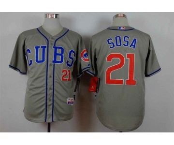 Men's Chicago Cubs #21 Sammy Sosa Grey Cool Base Jersey