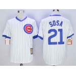 Men's Chicago Cubs #21 Sammy Sosa White Throwback Jersey