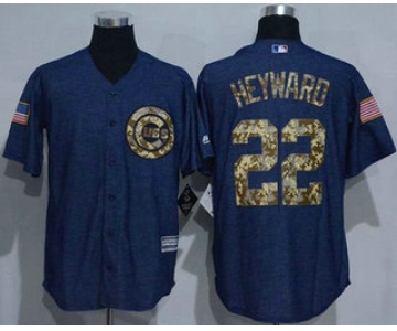 Men's Chicago Cubs #22 Jason Heyward Denim Blue Salute to Service Stitched MLB Jersey