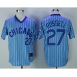 Men's Chicago Cubs #27 Addison Russell Light Blue Pullover 1988 Cooperstown Collection Stitched MLB Jersey By Majestic