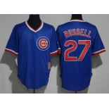 Men's Chicago Cubs #27 Addison Russell Royal Blue Pullover Stitched MLB Majestic 1994 Cooperstown Collection Jersey