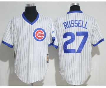 Men's Chicago Cubs #27 Addison Russell White Pullover 1994 Cooperstown Collection Stitched MLB Majestic Jersey