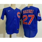 Men's Chicago Cubs #27 Seiya Suzuki Blue Stitched MLB Flex Base Nike Jersey