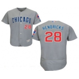 Men's Chicago Cubs #28 Kyle Hendricks Gray Road Stitched MLB 2016 Majestic Flex Base Jersey