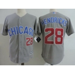Men's Chicago Cubs #28 Kyle Hendricks Gray Road with Small Number Stitched MLB Majestic Cool Base Jersey