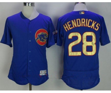 Men's Chicago Cubs #28 Kyle Hendricks Royal Blue World Series Champions Gold Stitched MLB Majestic 2017 Flex Base Jersey
