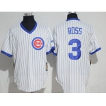 Men's Chicago Cubs #3 David Ross White Pullover 1994 Cooperstown Collection Stitched MLB Majestic Jersey