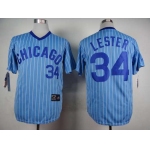 Men's Chicago Cubs #34 Jon Lester 1988 Light Blue Majestic Jersey