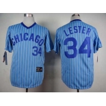 Men's Chicago Cubs #34 Jon Lester 1988 Light Blue Majestic Jersey