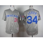 Men's Chicago Cubs #34 Jon Lester 1990 Turn Back The Clock Gray Jersey With 1990 All-Star Patch