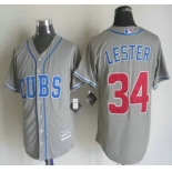 Men's Chicago Cubs #34 Jon Lester Alternate Gray 2015 MLB Cool Base Jersey