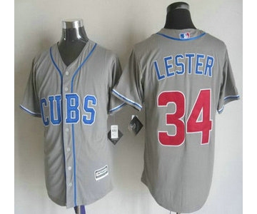 Men's Chicago Cubs #34 Jon Lester Alternate Gray 2015 MLB Cool Base Jersey