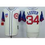Men's Chicago Cubs #34 Jon Lester Cream 1942 Turn Back The Clock Jersey
