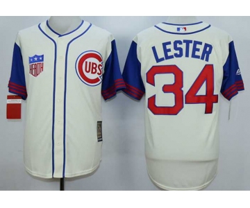 Men's Chicago Cubs #34 Jon Lester Cream 1942 Turn Back The Clock Jersey