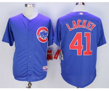 Men's Chicago Cubs #41 John Lackey Blue Cool Base Jersey
