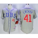 Men's Chicago Cubs #41 John Lackey Grey Cool Base Jersey
