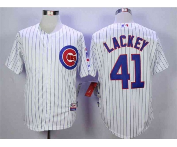 Men's Chicago Cubs #41 John Lackey White Cool Base Jersey
