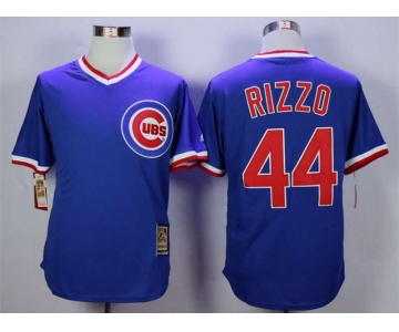 Men's Chicago Cubs #44 Anthony Rizzo Blue Throwback Jersey