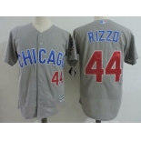 Men's Chicago Cubs #44 Anthony Rizzo Gray Road with Small Number Stitched MLB Majestic Cool Base Jersey