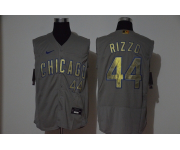 Men's Chicago Cubs #44 Anthony Rizzo Grey Gold 2020 Cool and Refreshing Sleeveless Fan Stitched Flex Nike Jersey