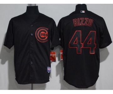 Men's Chicago Cubs #44 Anthony Rizzo Lights Out Black Fashion Stitched MLB Majestic Cool Base Jersey
