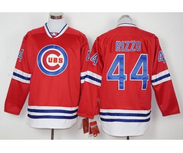 Men's Chicago Cubs #44 Anthony Rizzo Red Long Sleeve Baseball Jersey