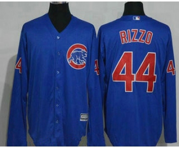 Men's Chicago Cubs #44 Anthony Rizzo Royal Blue Long Sleeve Stitched MLB Majestic Cool Base Jersey