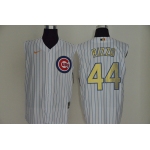 Men's Chicago Cubs #44 Anthony Rizzo White Gold 2020 Cool and Refreshing Sleeveless Fan Stitched MLB Nike Jersey