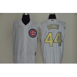 Men's Chicago Cubs #44 Anthony Rizzo White Gold 2020 Cool and Refreshing Sleeveless Fan Stitched MLB Nike Jersey