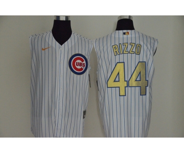 Men's Chicago Cubs #44 Anthony Rizzo White Gold 2020 Cool and Refreshing Sleeveless Fan Stitched MLB Nike Jersey