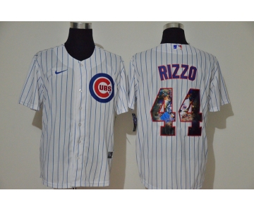 Men's Chicago Cubs #44 Anthony Rizzo White Unforgettable Moment Stitched Fashion MLB Cool Base Nike Jersey