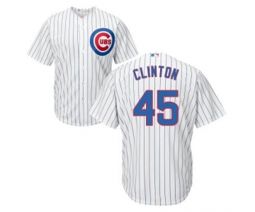 Men's Chicago Cubs #45 Presidential Candidate Hillary Clinton White Jersey