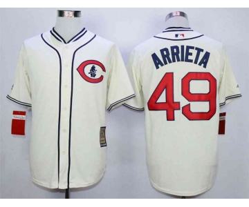 Men's Chicago Cubs #49 Jake Arrieta Cream 1929 Turn Back The Clock Jersey