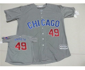 Men's Chicago Cubs #49 Jake Arrieta Gray Road 2015 MLB Cool Base Jersey
