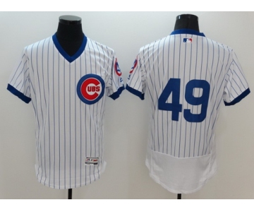 Men's Chicago Cubs #49 Jake Arrieta No Name White Pullover 2016 Flexbase Majestic Baseball Jersey