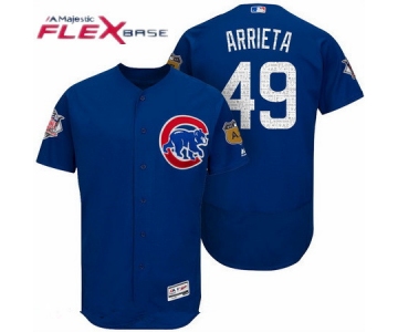 Men's Chicago Cubs #49 Jake Arrieta Royal Blue 2017 Spring Training Stitched MLB Majestic Flex Base Jersey