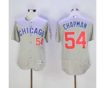 Men's Chicago Cubs #54 Aroldis Chapman Gray Road Stitched MLB 2016 Majestic Flex Base Jersey