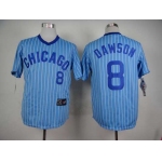 Men's Chicago Cubs #8 Andre Dawson 1988 Light Blue Majestic Jersey