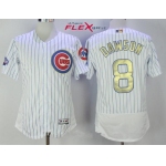 Men's Chicago Cubs #8 Andre Dawson Retired White World Series Champions Gold Stitched MLB Majestic 2017 Flex Base Jersey