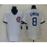 Men's Chicago Cubs #8 Andre Dawson White Pullover Cooperstown Collection Stitched MLB Nike Jersey
