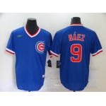 Men's Chicago Cubs #9 Javier Baez Blue Pullover Cooperstown Collection Stitched MLB Nike Jersey