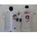 Men's Chicago Cubs #9 Javier Baez Blue White USA Flag Stitched MLB Flex Base Nike Jersey